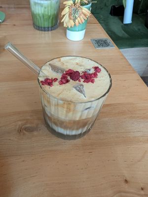 Iced miso caramel latte at Chutnej in Prague