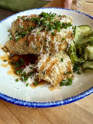 Fried polenta  at Chutnej in Prague