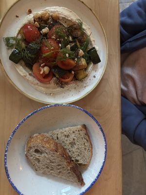 Grilled courgette and hummus   at Chutnej in Prague