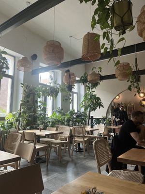Love the plants all over the room.😄 at Chutnej in Prague