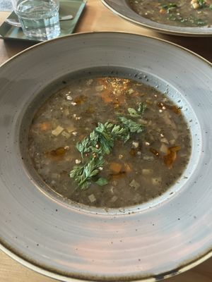 Soup (potatoes & mushrooms)  at Chutnej in Prague