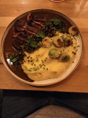 Mushroom steak at Chutnej in Prague