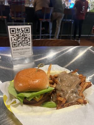 Beyond the smoke and mushroom gravy fries both delicious vegan options  at Transmission Arcade in Columbia