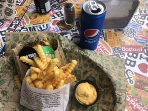 New York with vegan melted cheese dip   at Bastard Burgers in Jonkoping