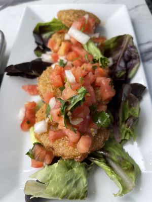 Green fried tomatoes! Absolutely delicious.  at KoKo Cabana in Oak Island