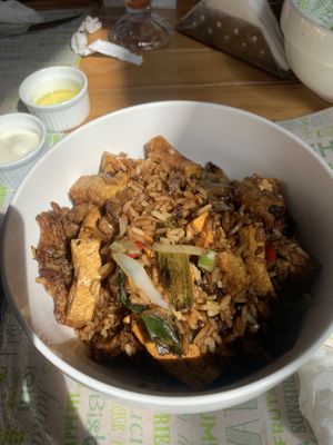 So much seitan and tofu (needed more flavour)  at El Vegan in Santiago