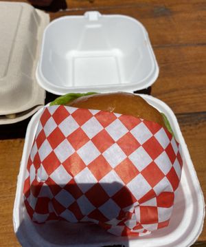 Single burger  at Viva Vegan - Food Truck in San Francisco