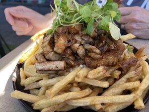 Loaded fries  at Fuente Rica Rica in Santiago