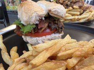 Oyster mushroom sandwich  at Fuente Rica Rica in Santiago