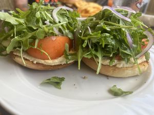 Veggie bagel  at Paia Bay Coffee in Paia