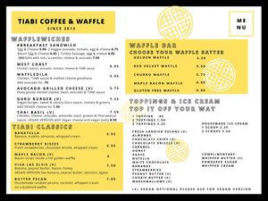 Current Coffee Menu at TIABI Coffee & Waffle Bar in Las Vegas