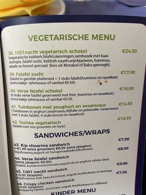 Menu  at 1000 en 1 Nacht in Bergen Op Zoom