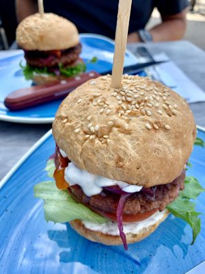 Vegan burger at Hiezu in Helsinki