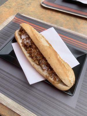 Sausage baguette  at Reed in Luxembourg City