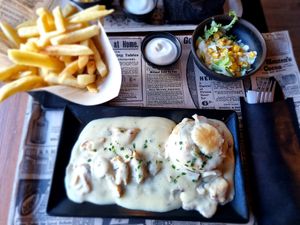Vol au vent (bouche a la reine) with fries at Reed in Luxembourg City