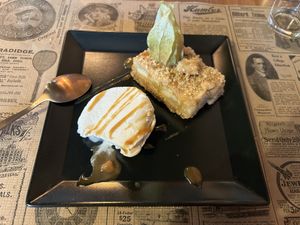 Apple crumble with vanilla ice  at Reed in Luxembourg City