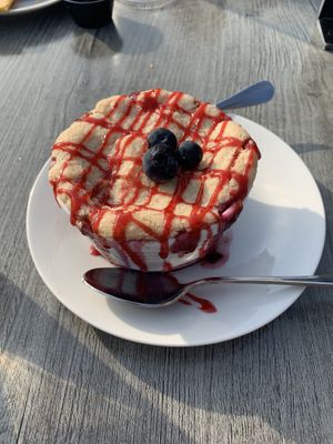 Vegan peach blueberry bourbon cobbler  at Lago 210 in Hamburg