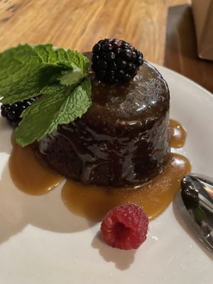 This warm sticky toffee pudding was to die for!  at Lago 210 in Hamburg