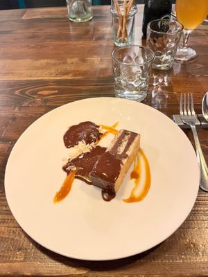 Terrine with dark chocolate, apricots and hazelnuts at 98rto Osteria Contemporane in Bari