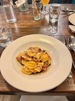 Vegan bolognese with hazelnut “parmesan” at 98rto Osteria Contemporane in Bari