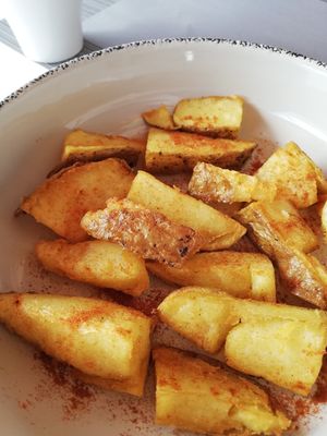 Spicy wedges at The Funky Buddha Bistro in Lanzarote