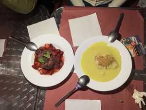 Dolci… immangiabili. Buone solo le fragole   at The Funky Buddha Bistro in Lanzarote