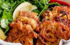 Spicey onion Bhajis.... at The Funky Buddha Bistro in Lanzarote