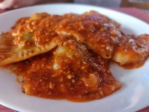Vegan homemade ravioli and ragu at The Funky Buddha Bistro in Lanzarote