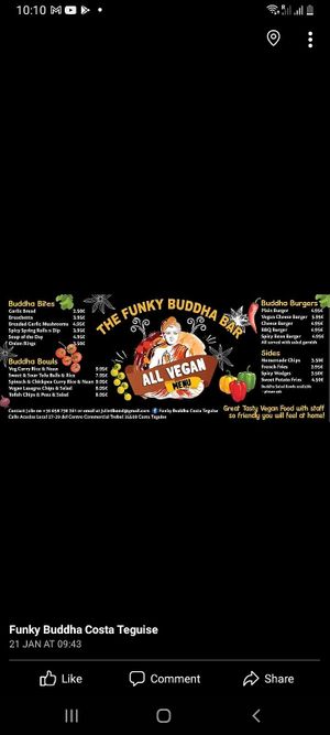 Basic menu ...but we always have specials!!!! at The Funky Buddha Bistro in Lanzarote