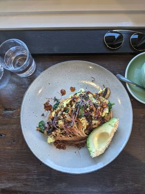 Tofu scramble with avocado at Burrow in Toowoomba