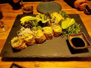 Vegan sushi plate at Ikigai Restaurant in Neustadt