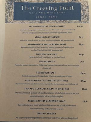 The Crossing Point Cafe Vegan Menu at Elodie's  in Kirkby Lonsdale