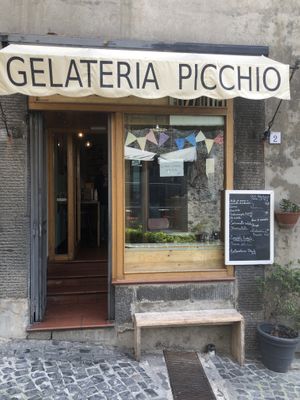 The front door   at Picchio Gelateria Naturale in Bracciano