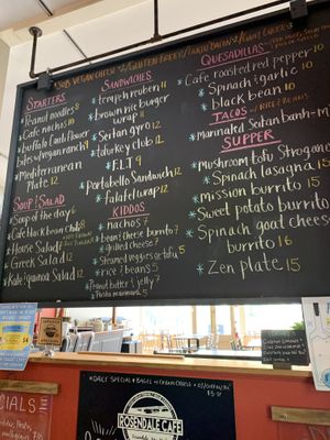 Current menu  at The Rosendale Cafe in Rosendale