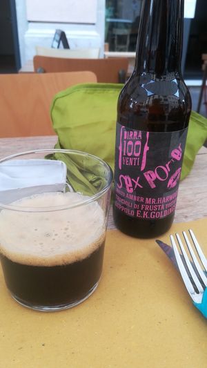 Beer from a local brewery at Bgood in Milan