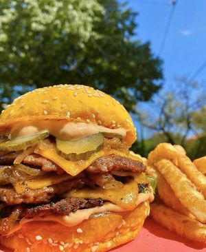 Smashed burger at Beauty's  in Lisbon