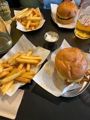 Classic vegan and chilli cheese vegan burgers   at Butta Burger in Edinburgh