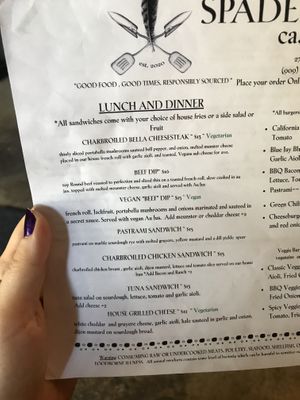 Menu at Spade & Spatula in Rimforest