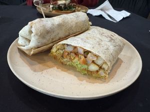 Vegan breakfast burrito  at Spade & Spatula in Rimforest
