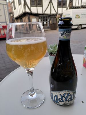 All their second are vegan - this was a strong beer from Italy. Tasted like a wheat beer and went well with the pizza. at Dough Eyed in York