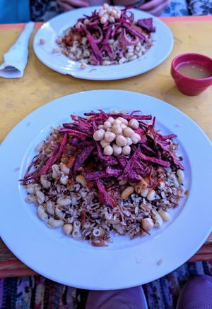 Traditional Koshari at Roots Kushary in Dahab