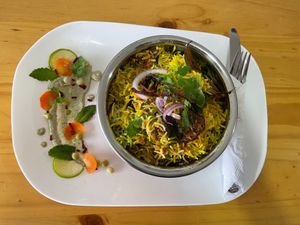 Vegan Biryani at India Curry House in La Fortuna