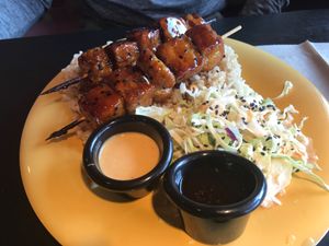 Tempeh skewers at Cafe Yumm - Gateway in Springfield