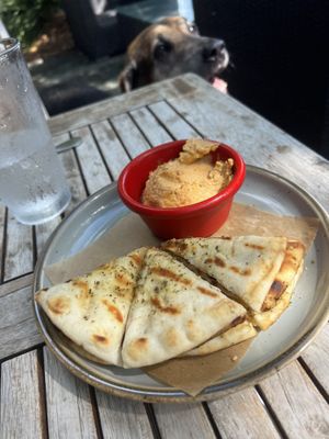 Hummus and pitas, carrots and celery  at Kid Cashew in Mount Pleasant