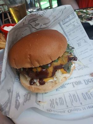 Junky burger with Beyond Meat patty at Junk y Vegan in Helsinki