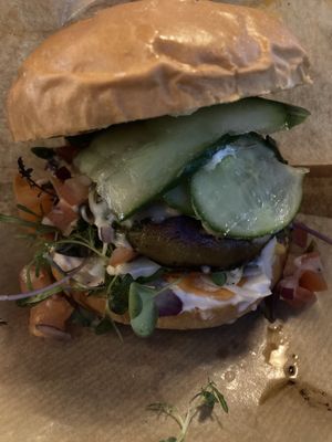 Mushroom burger  at Junk y Vegan in Helsinki