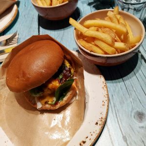 Junky Burger & fries at Junk y Vegan in Helsinki