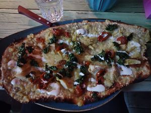 Flatbread at Junk y Vegan in Helsinki