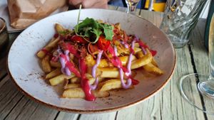 Some kind of loaded fries at Junk y Vegan in Helsinki