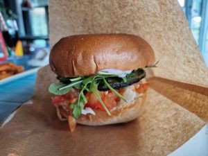Portabello burger at Junk y Vegan in Helsinki